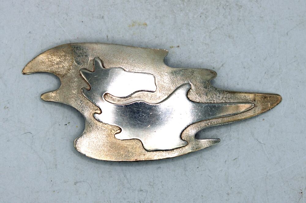 Lars Bar Signed Sterling Silver Flaming Horse Brooch